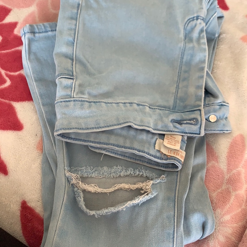 Forever 21 high waisted jeans with ripped knees